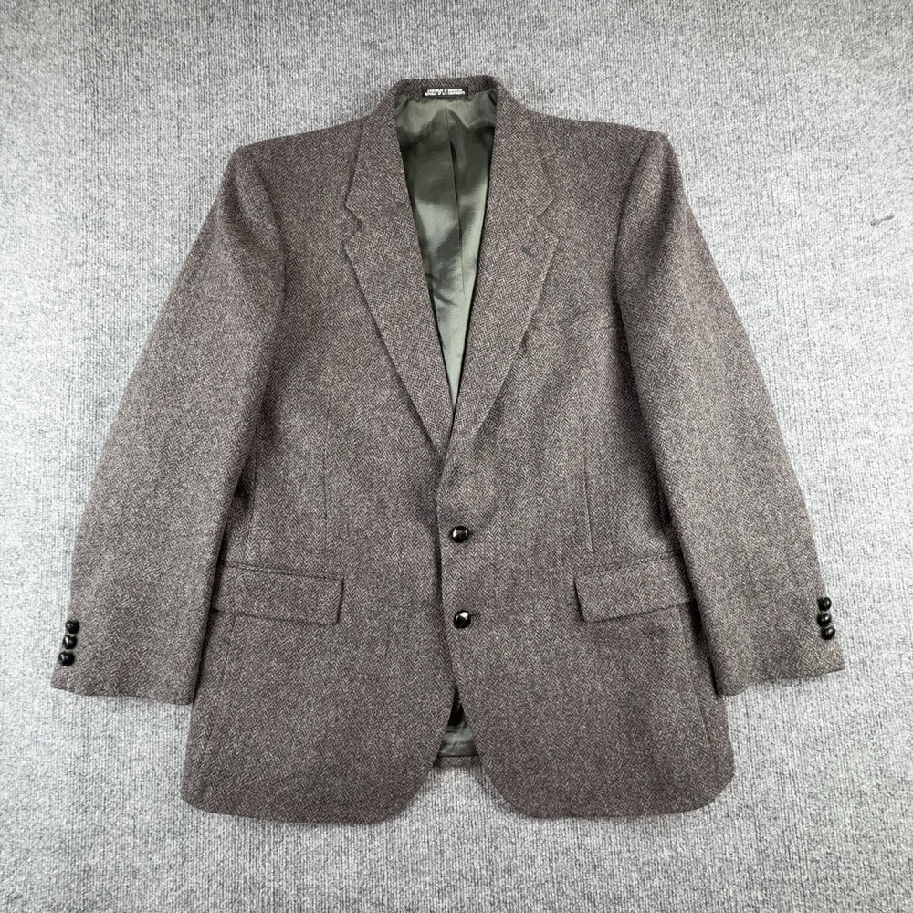 Barrington Blazer Sport Coat Mens 44 Gray Wool Herringbone Tweed Classic Fit